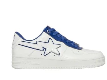 YESKICKS A Bathing Ape Bape Sta Patent Leather White Blue Replica