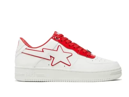 YESKICKS A Bathing Ape Bape Sta Patent Leather White Red Replica